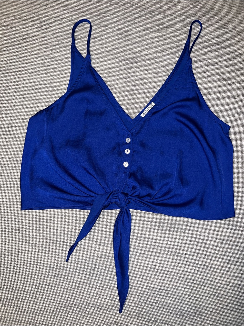 Intimately Free People Royal Blue Tie-Front Spaghetti Strap Crop Camisole
